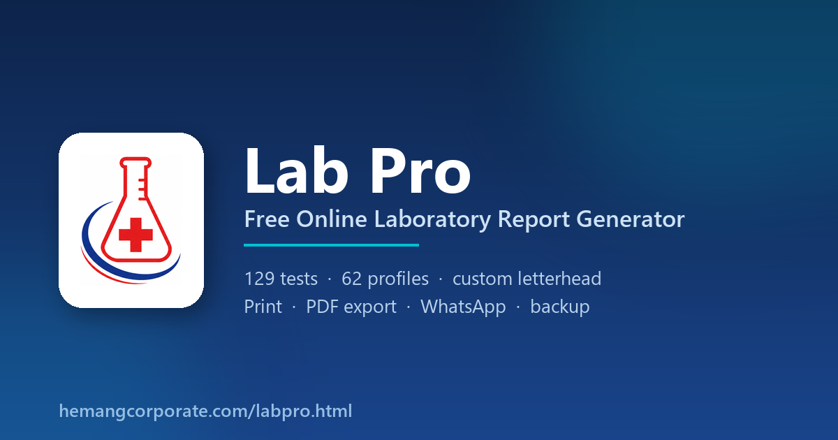 Lab Pro - Free Lab Report Generator for Diagnostic Labs